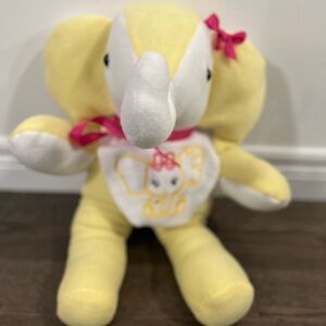 Yellow and White Stuffed Elephant Toy